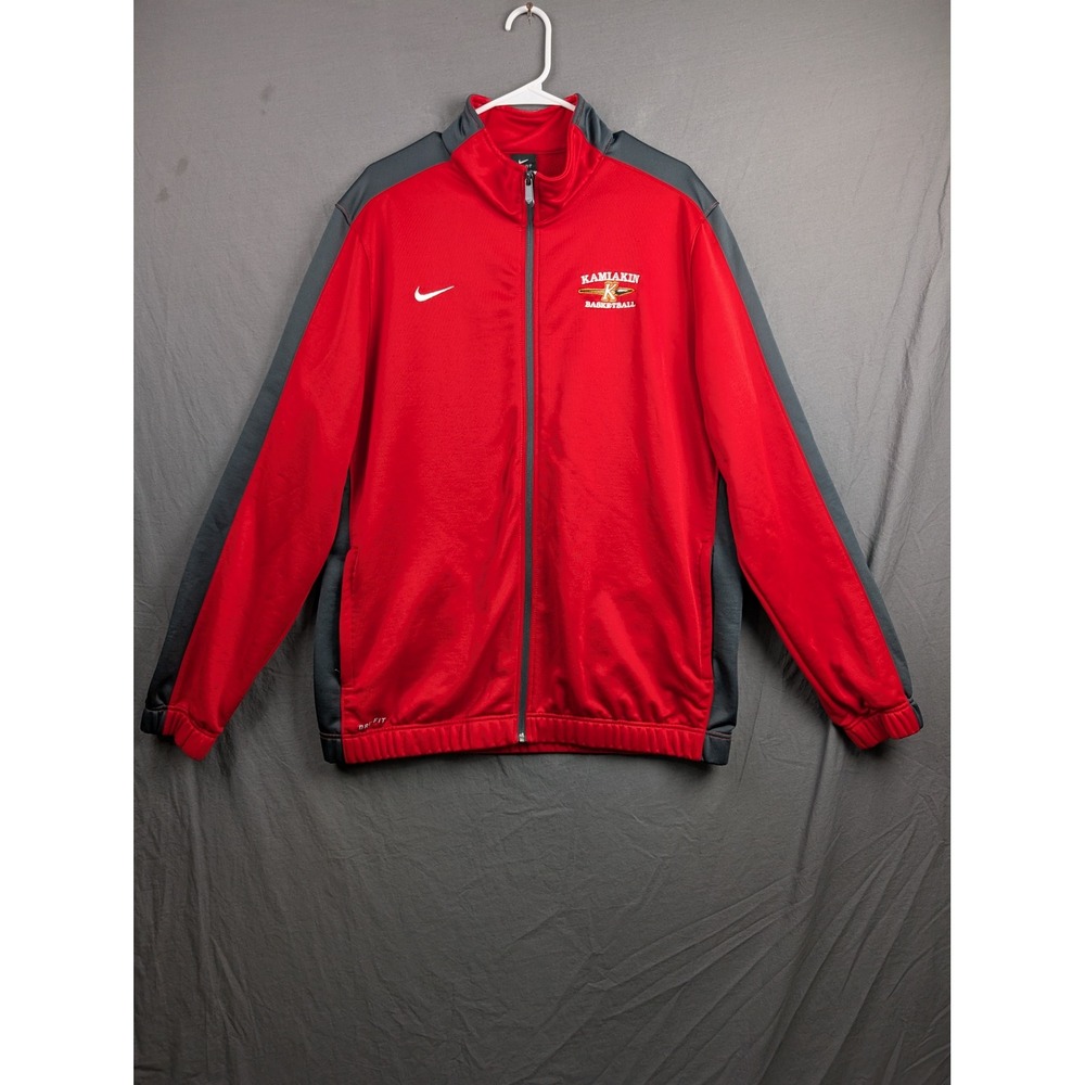 Nike Dri-FIT Kamiakin Basketball Full Zip Track Jacket Red Grey Mens XL